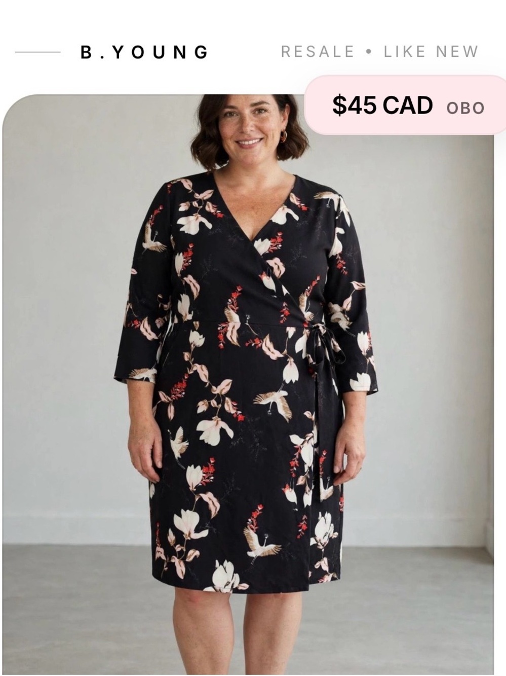 Black Floral Wrap Dress